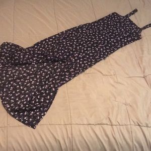 Black floral square neck midi-dress